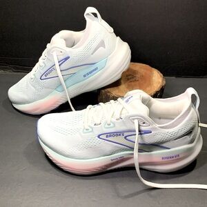 Brooks White and Light Blue Running Shoes